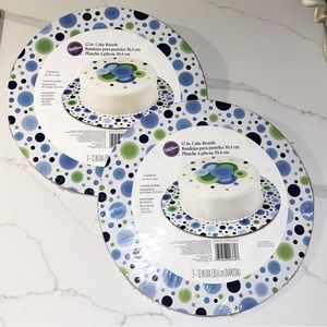 Wilton 12” Cake Boards - Blue Dot - 3 per pack - 2 packs